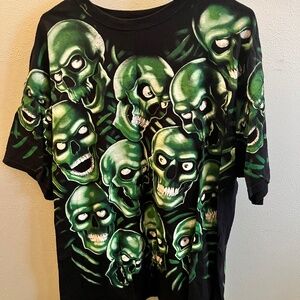 Liquid Blue Green Skulls graphic t-shirt